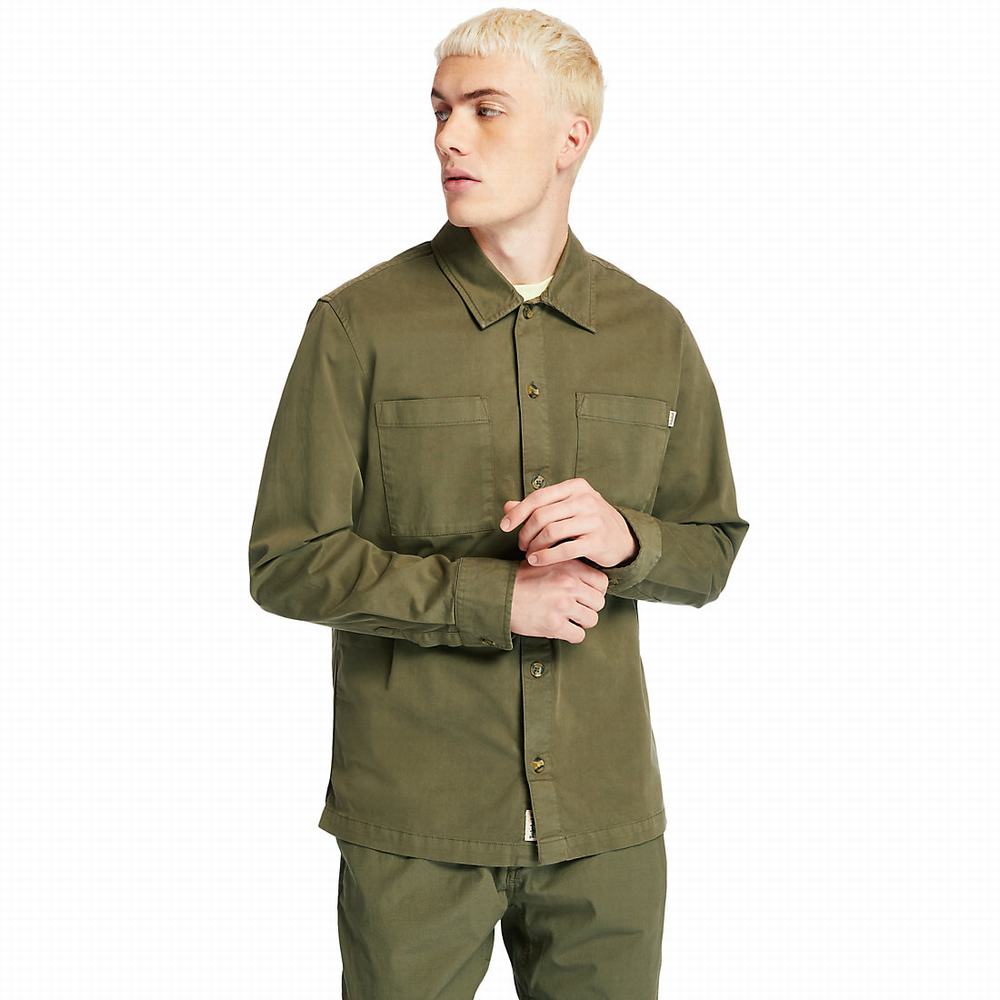 Timberland Garment-Dyed Twill Gömlek Erkek Koyu Yeşil | TR-0165T