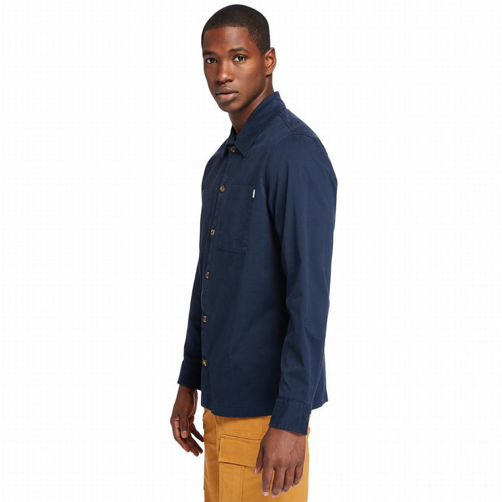Timberland Garment-Dyed Twill Gömlek Erkek Lacivert | TR-8507Y