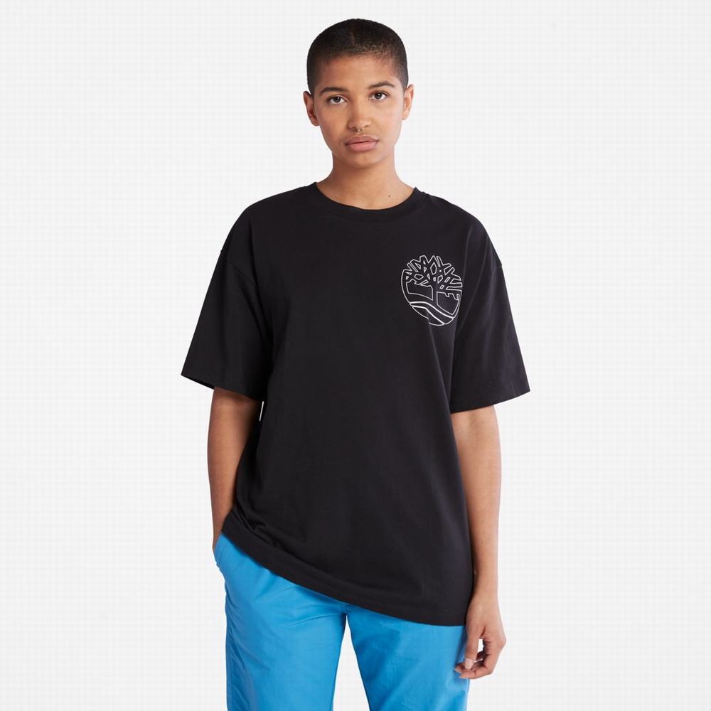 Timberland Graphic-Logo Tişört Kadın Siyah | TR-9072S