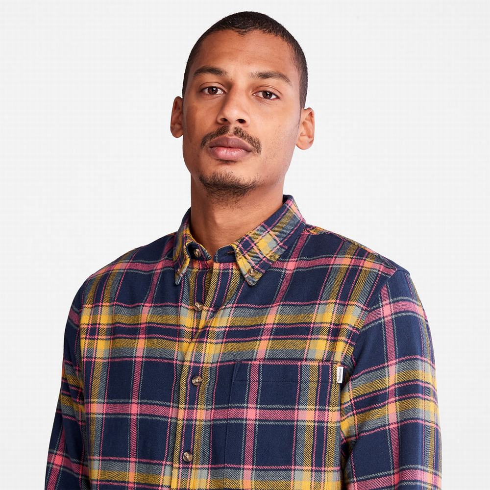 Timberland Heavy Flannel Check Gömlek Erkek Lacivert | TR-0416J