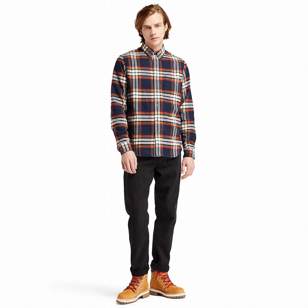 Timberland Heavy Flannel Check Gömlek Erkek Lacivert | TR-3028N
