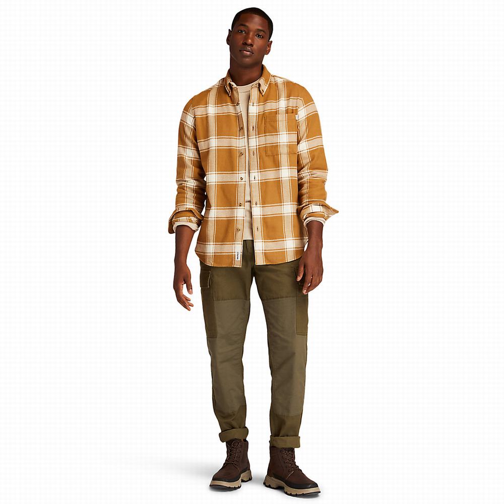 Timberland Heavy Flannel Checked Gömlek Erkek Kahverengi | TR-3287K