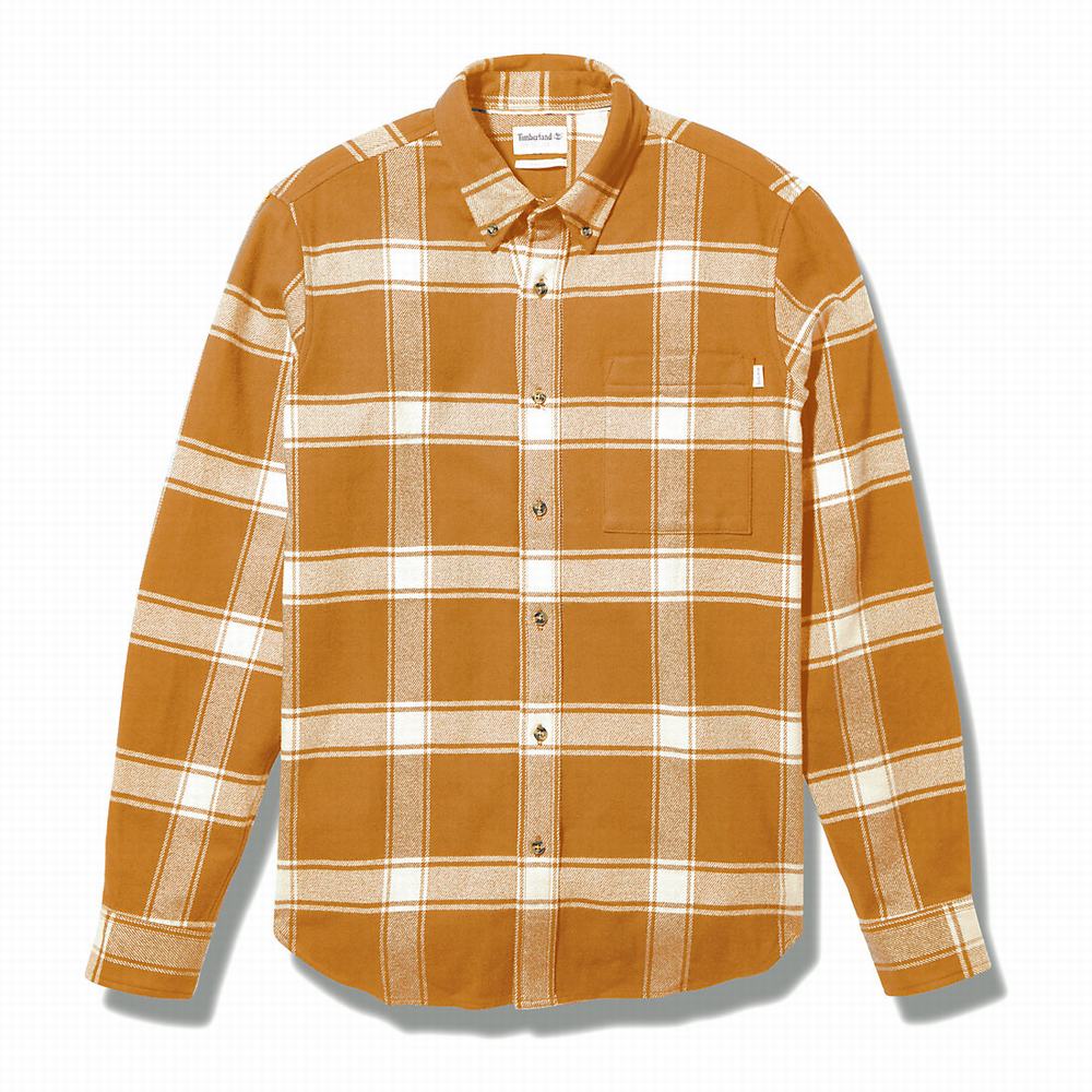 Timberland Heavy Flannel Checked Gömlek Erkek Kahverengi | TR-3287K
