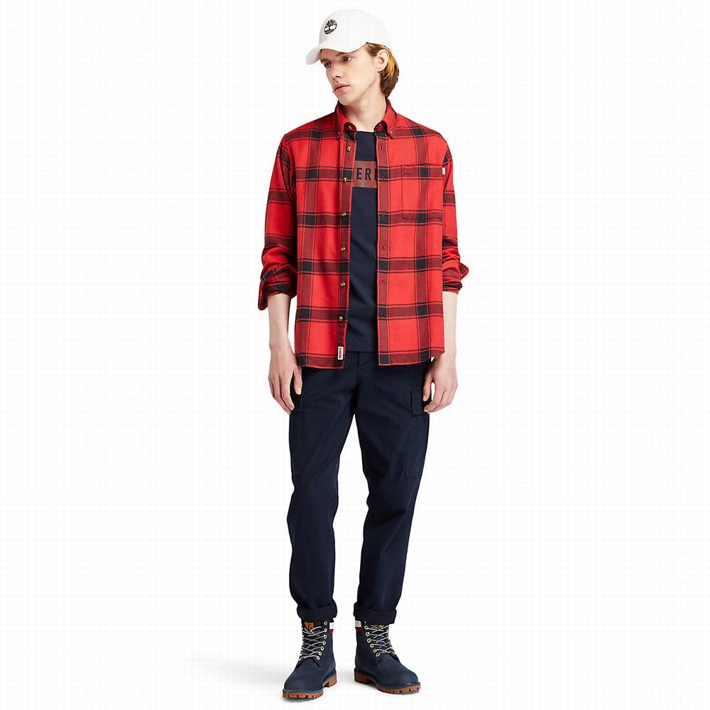 Timberland Heavy Flannel Checked Gömlek Erkek Kırmızı | TR-9317Z