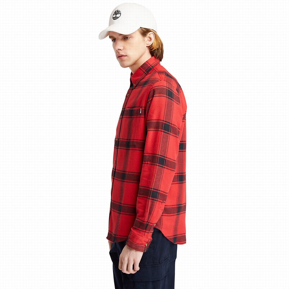 Timberland Heavy Flannel Checked Gömlek Erkek Kırmızı | TR-9317Z