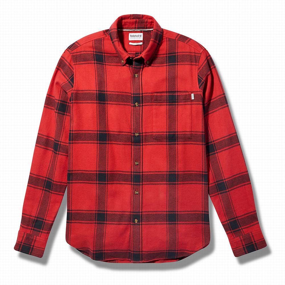 Timberland Heavy Flannel Checked Gömlek Erkek Kırmızı | TR-9317Z