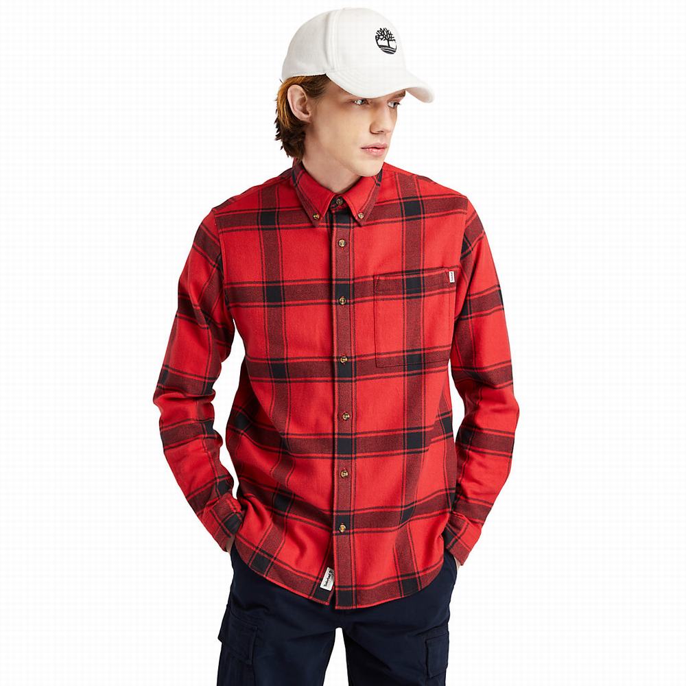 Timberland Heavy Flannel Checked Gömlek Erkek Kırmızı | TR-9317Z
