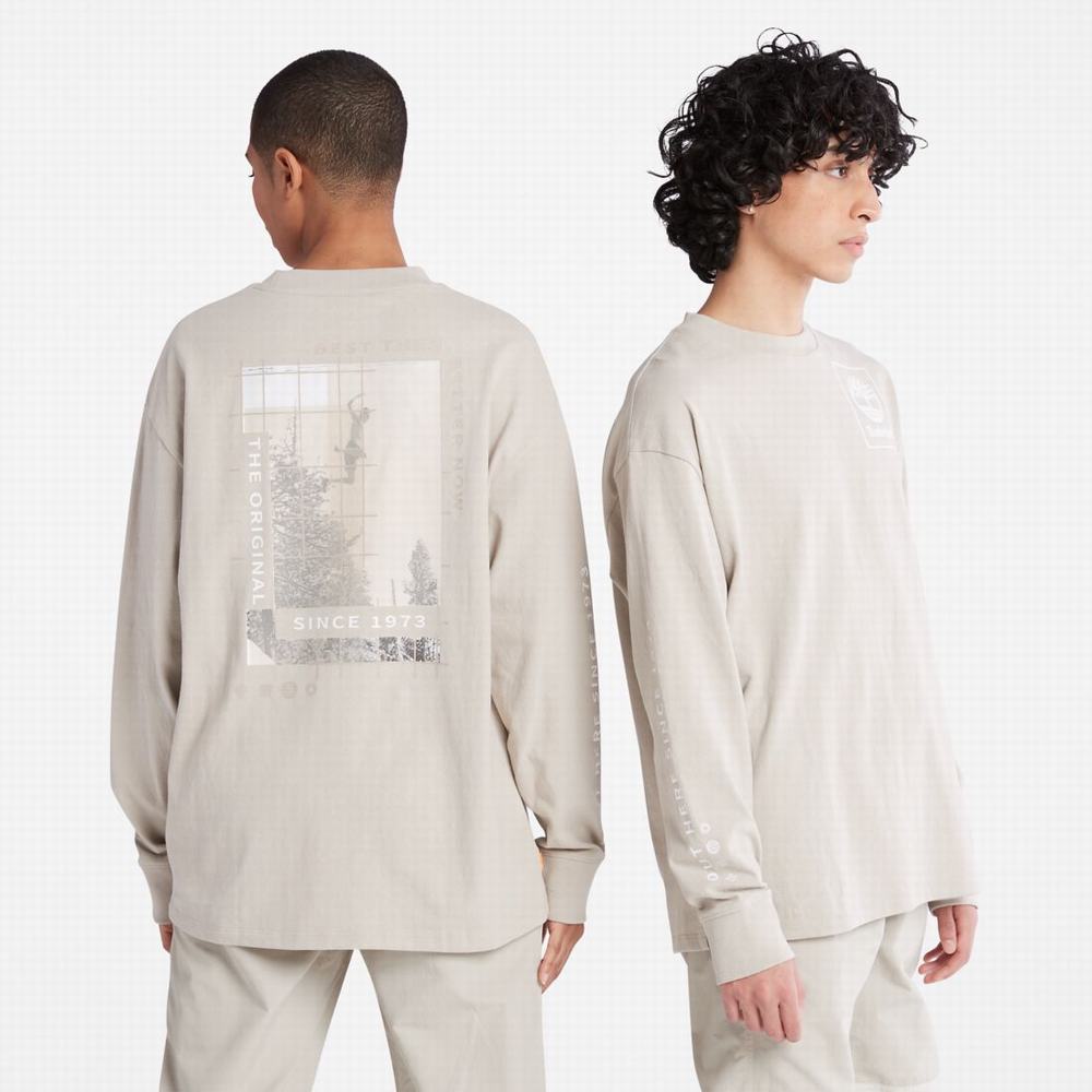 Timberland Heavyweight Back-Graphic Long-Sleeve Tişört Kadın Taupe | TR-5084G