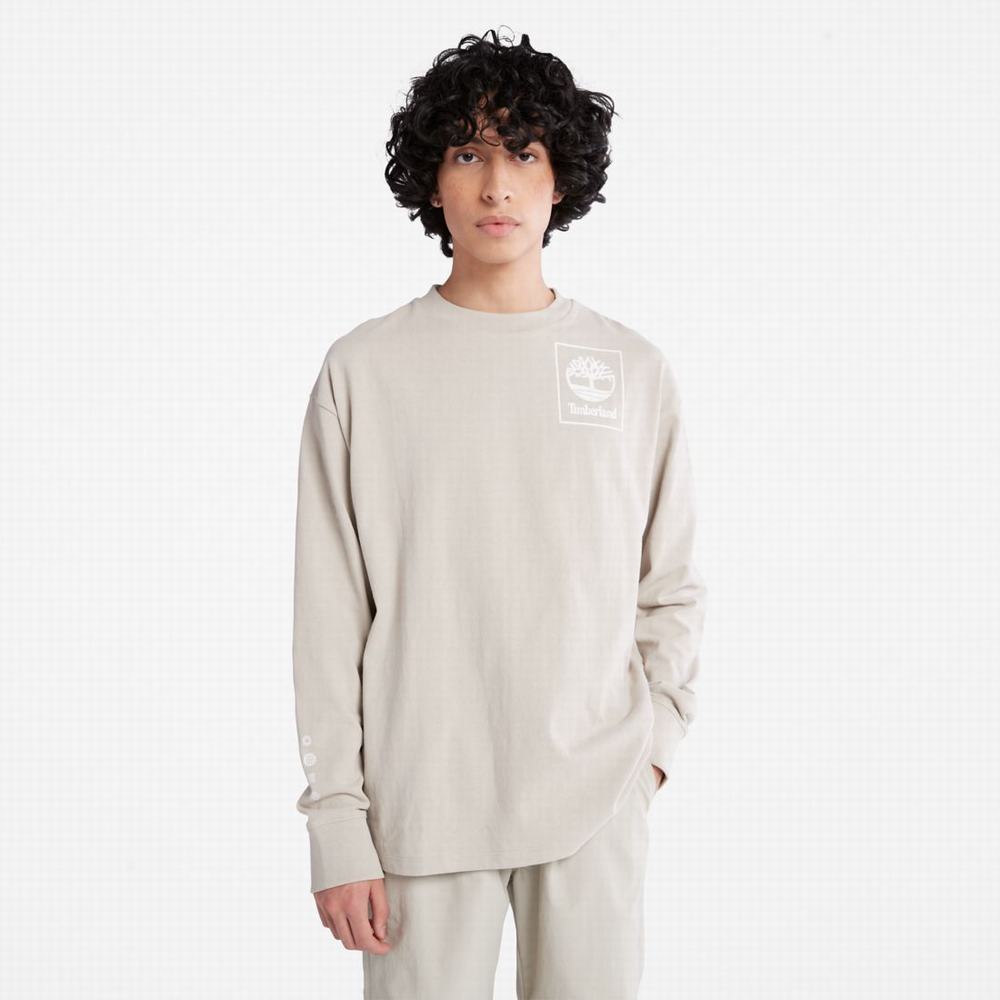 Timberland Heavyweight Back-Graphic Long-Sleeve Tişört Kadın Taupe | TR-5084G