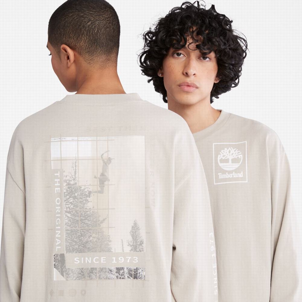 Timberland Heavyweight Back-Graphic Long-Sleeve Tişört Kadın Taupe | TR-5084G