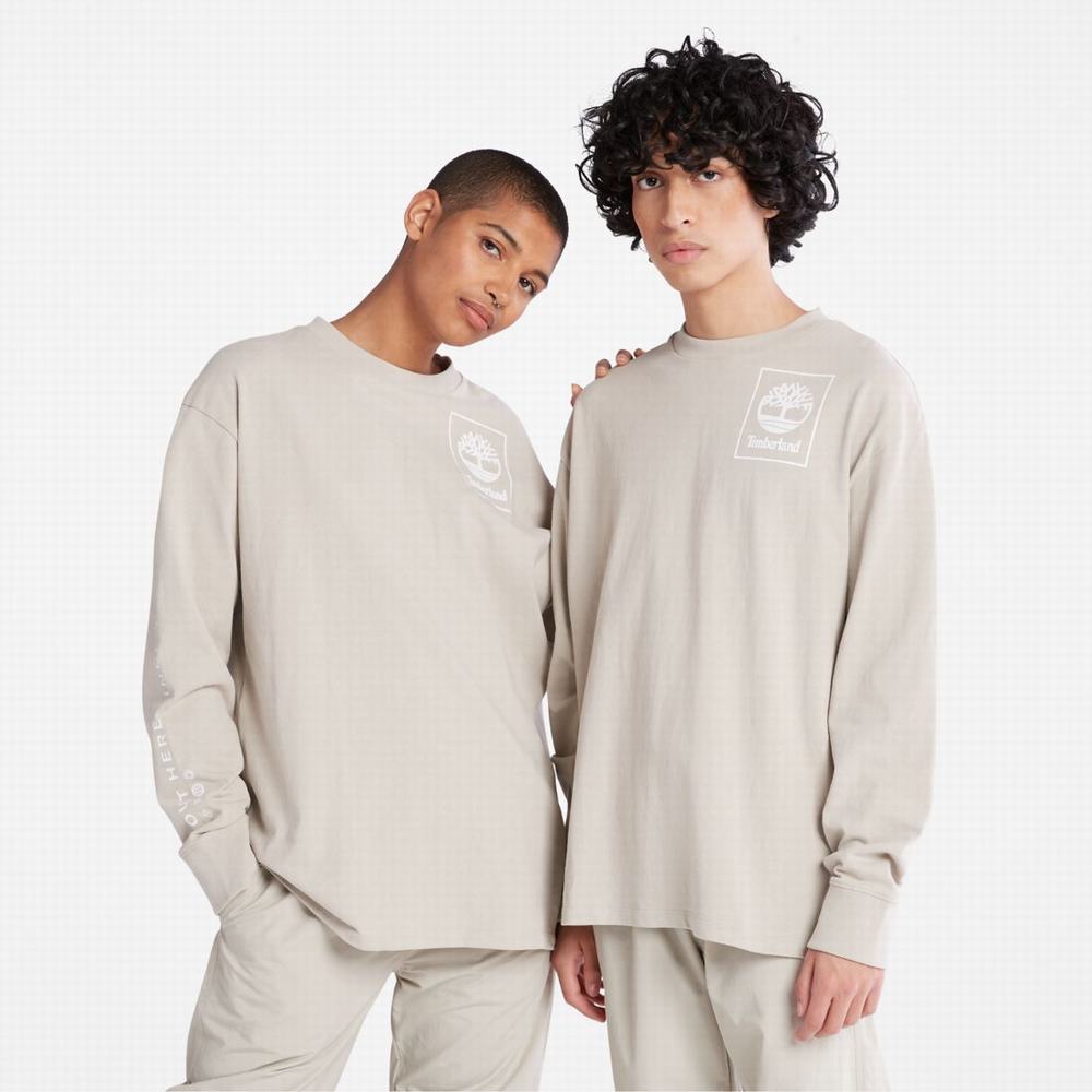 Timberland Heavyweight Back-Graphic Long-Sleeve Tişört Kadın Taupe | TR-5084G