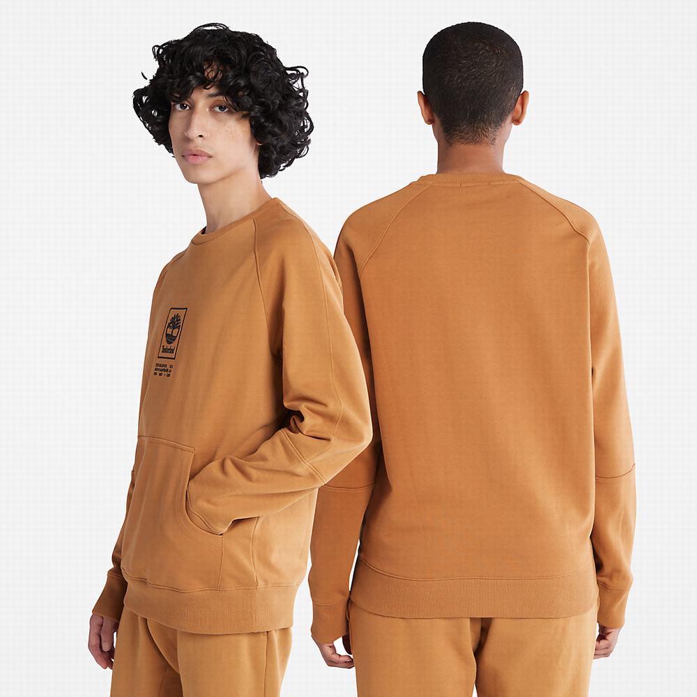 Timberland Heavyweight Crewneck Logo Tişörtü Erkek Sarı | TR-6304B
