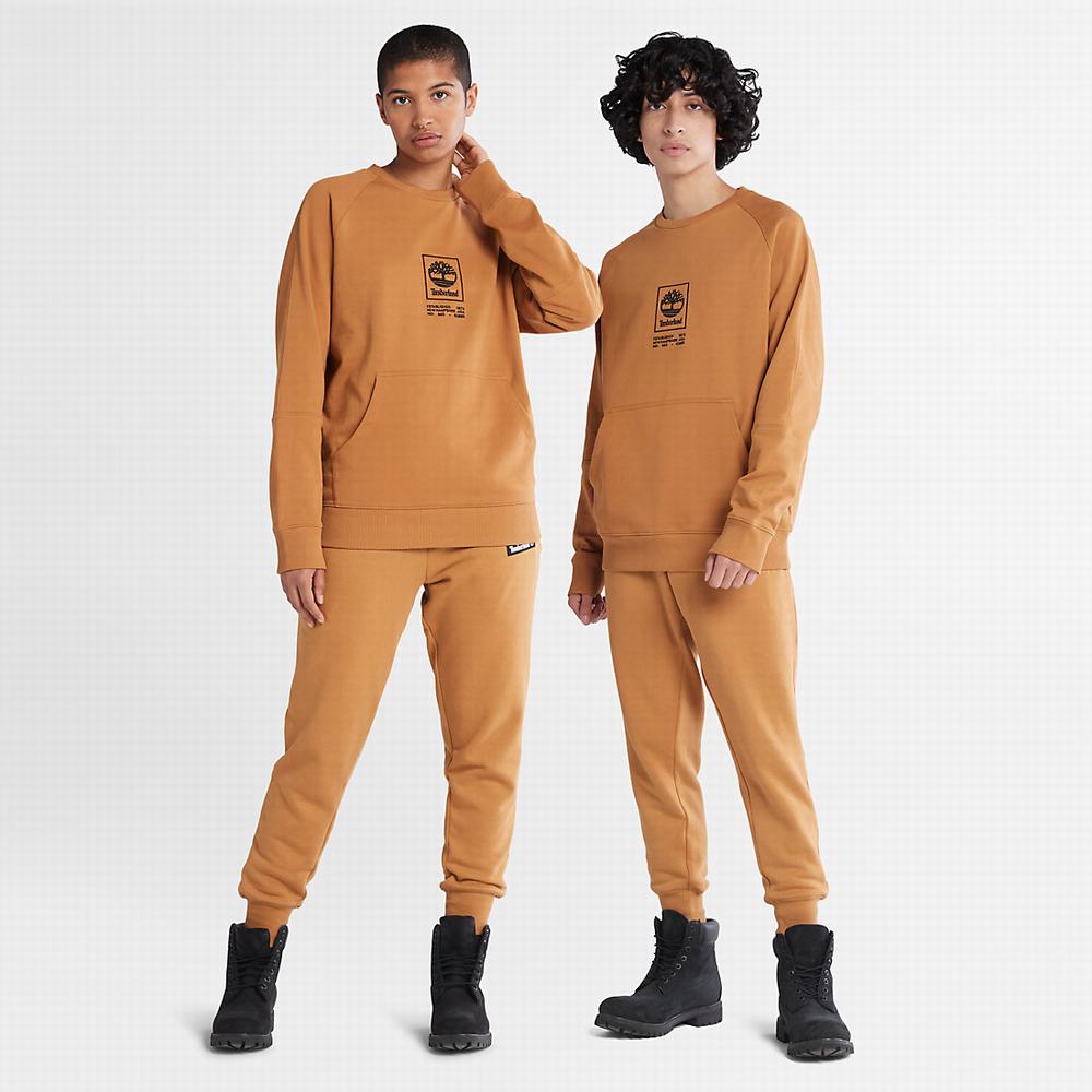 Timberland Heavyweight Crewneck Logo Tişörtü Erkek Sarı | TR-6304B
