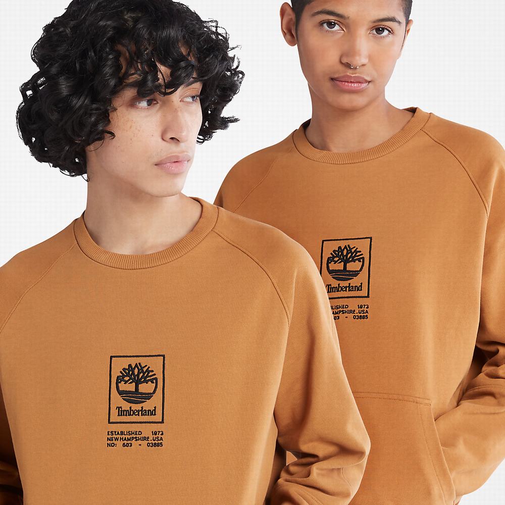 Timberland Heavyweight Crewneck Logo Tişörtü Erkek Sarı | TR-6304B