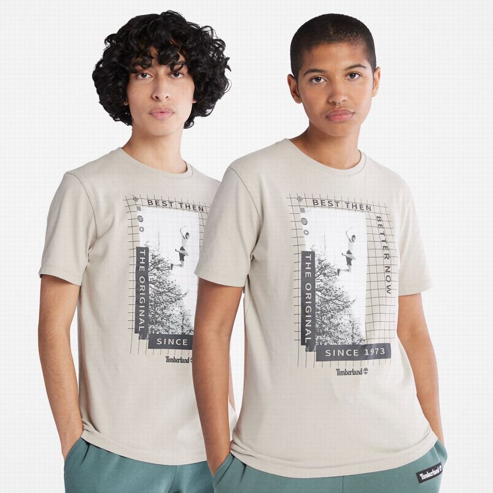 Timberland Heavyweight Front-Graphic Tişört Kadın Taupe | TR-8362X