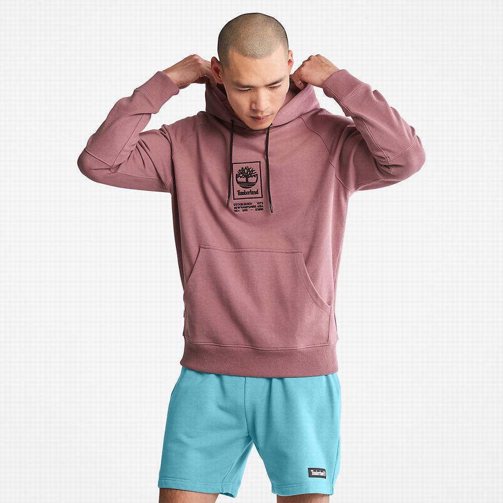 Timberland Heavyweight Logo Kapüşonlu Sweatshirt Erkek Pembe | TR-1875P