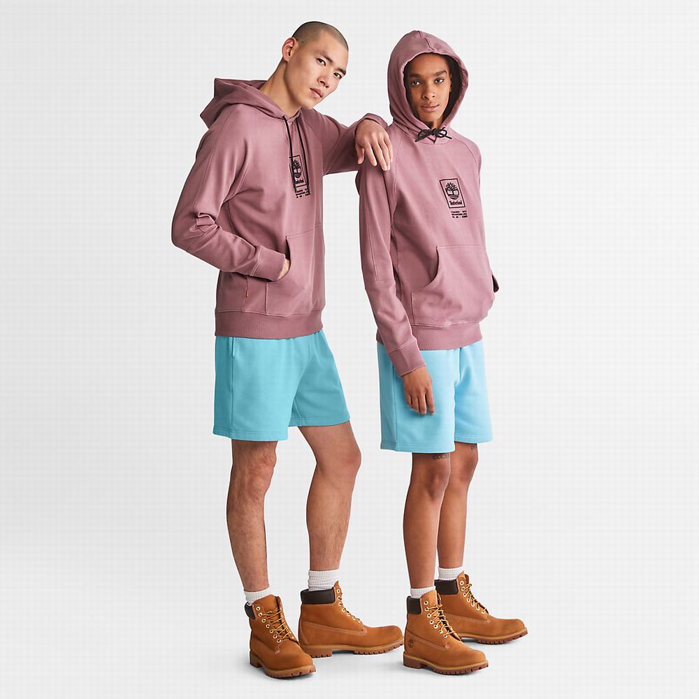 Timberland Heavyweight Logo Kapüşonlu Sweatshirt Erkek Pembe | TR-1875P