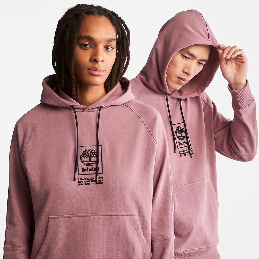 Timberland Heavyweight Logo Kapüşonlu Sweatshirt Erkek Pembe | TR-1875P