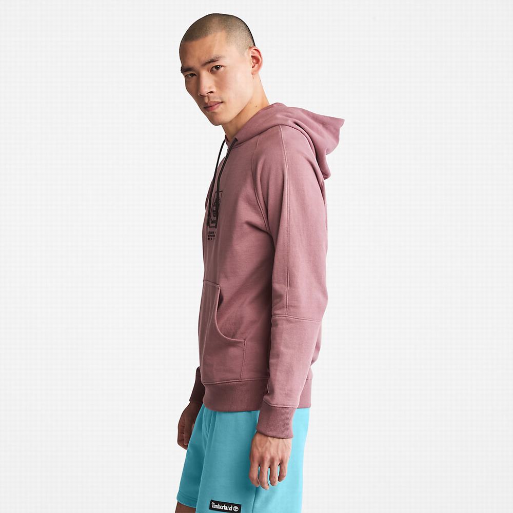 Timberland Heavyweight Logo Kapüşonlu Sweatshirt Erkek Pembe | TR-1875P