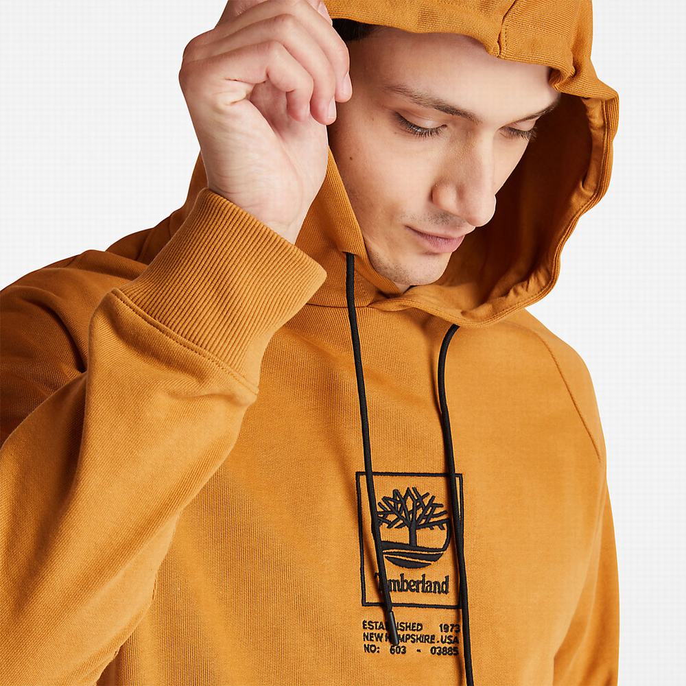 Timberland Heavyweight Logo Kapüşonlu Sweatshirt Erkek Sarı | TR-1928U
