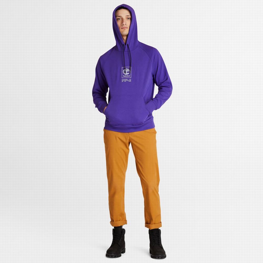 Timberland Heavyweight Logo Kapüşonlu Sweatshirt Erkek Koyu Mavi | TR-3624J