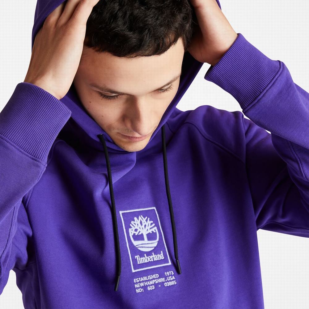 Timberland Heavyweight Logo Kapüşonlu Sweatshirt Erkek Koyu Mavi | TR-3624J