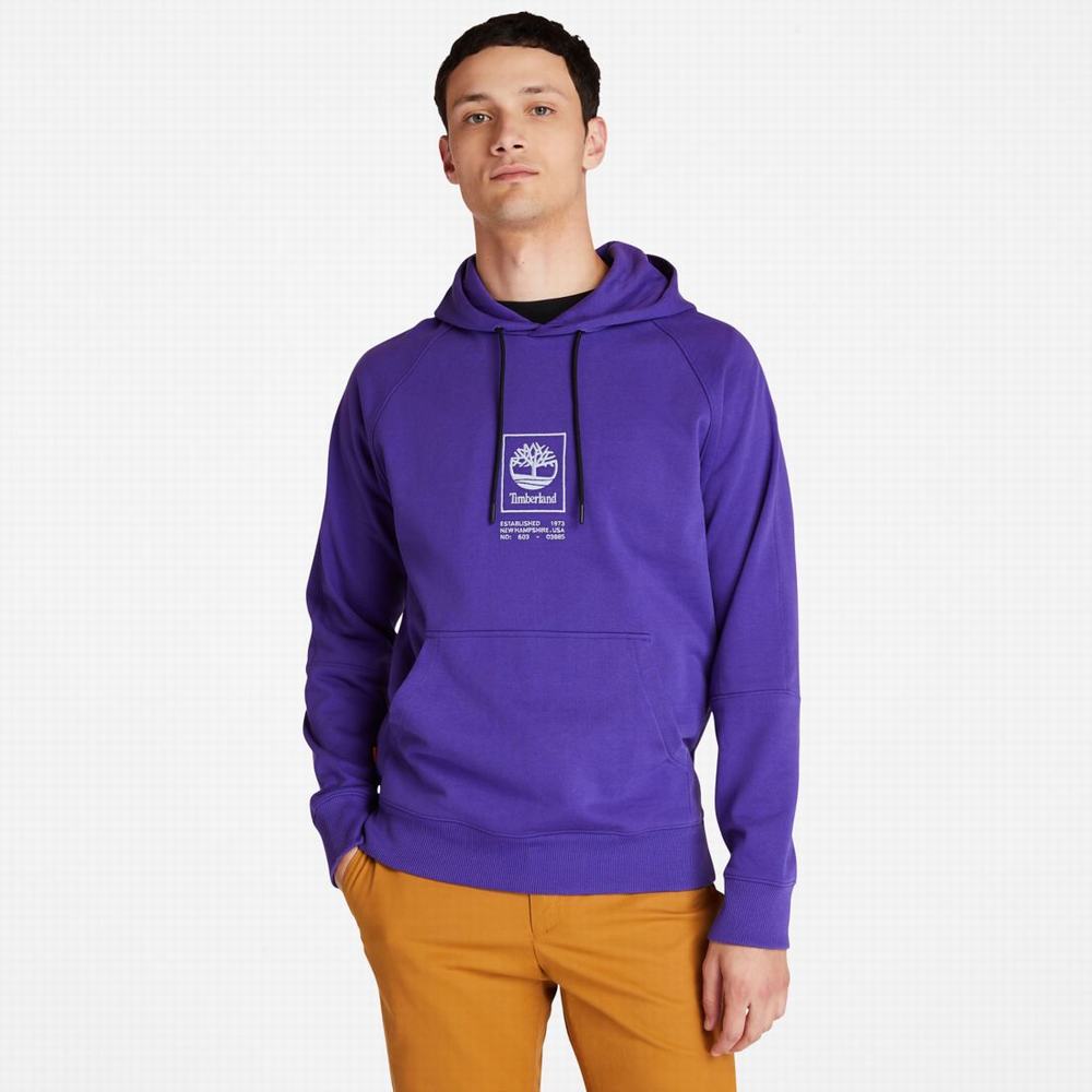 Timberland Heavyweight Logo Kapüşonlu Sweatshirt Erkek Koyu Mavi | TR-3624J