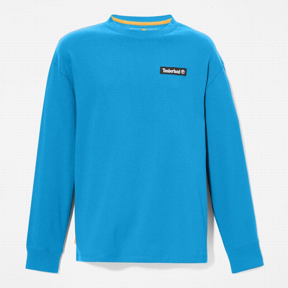 Timberland Heavyweight Long-Sleeve Tişört Kadın Açık Mavi | TR-3625C