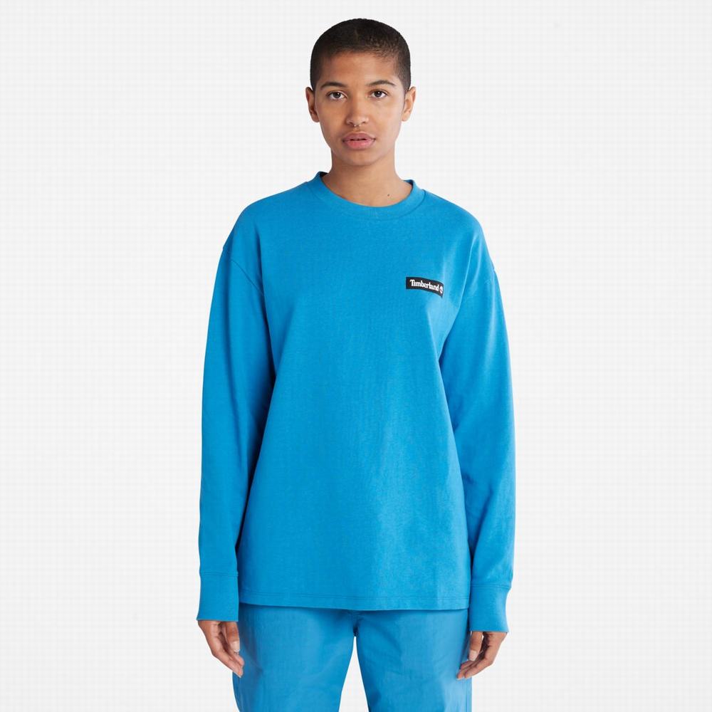 Timberland Heavyweight Long-Sleeve Tişört Kadın Açık Mavi | TR-3625C