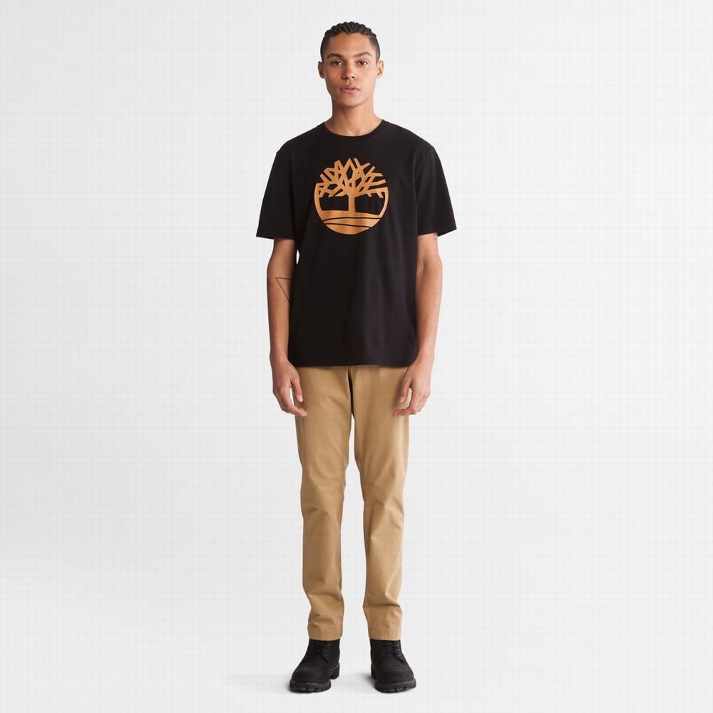 Timberland Kennebec River Tree-Logo Tee Tişört Erkek Siyah Kahverengi | TR-4782Y