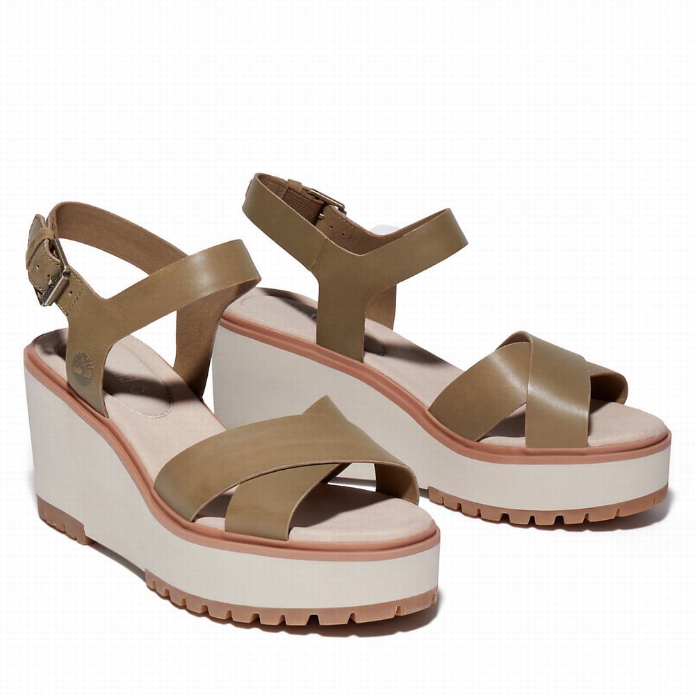 Timberland Koralyn Wedge Sandalet Kadın Greige | TR-5128A