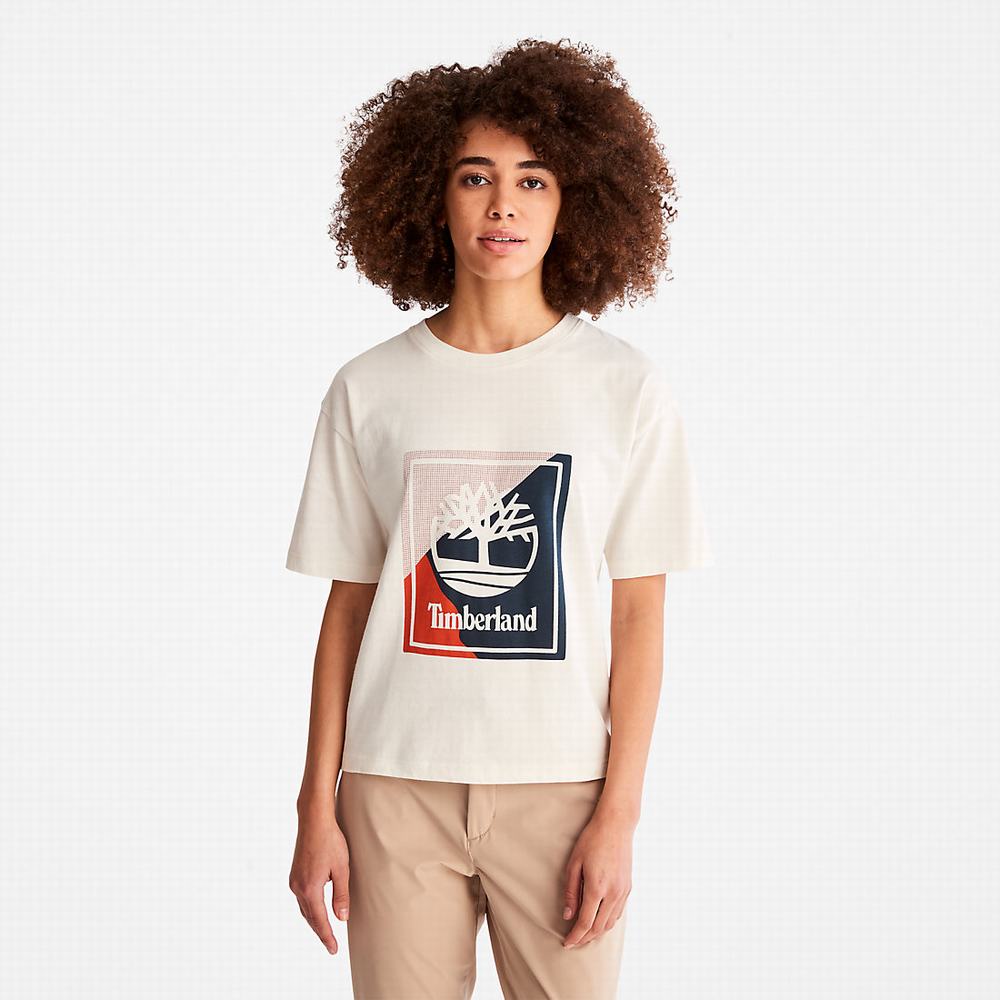 Timberland Logo Graphic Tişört Kadın Beyaz | TR-6450L