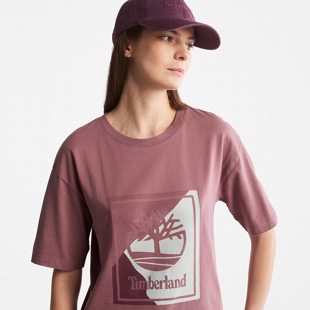Timberland Logo Graphic Tişört Kadın Pembe | TR-7046X