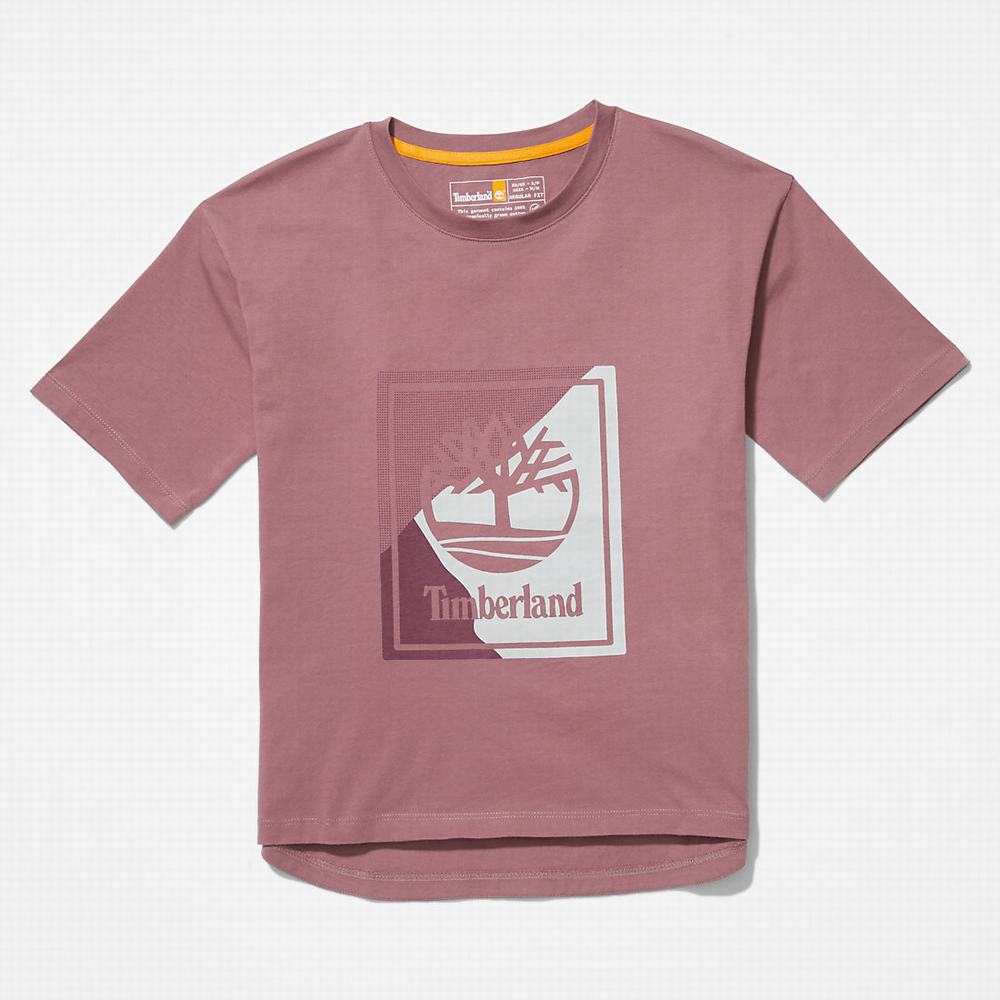 Timberland Logo Graphic Tişört Kadın Pembe | TR-7046X