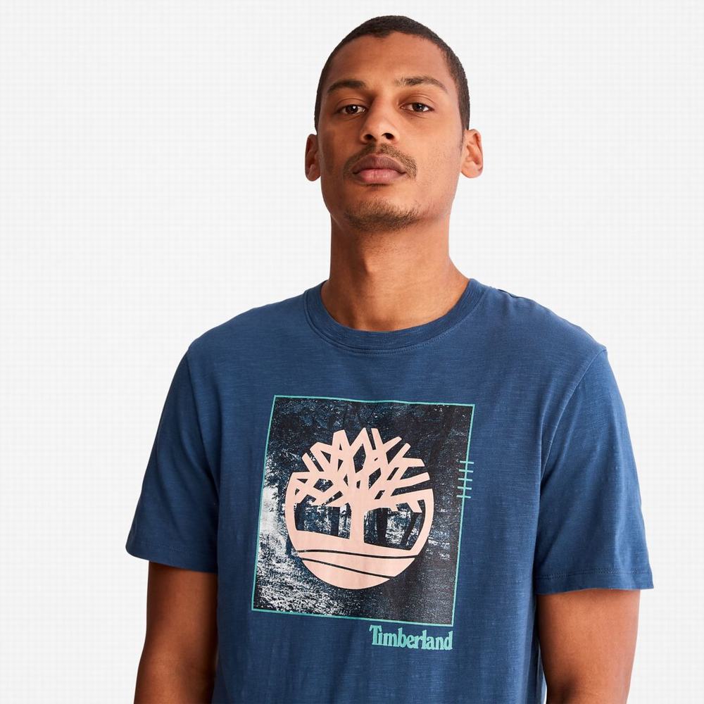 Timberland Logo Slub Tişört Erkek Koyu | TR-1503Z