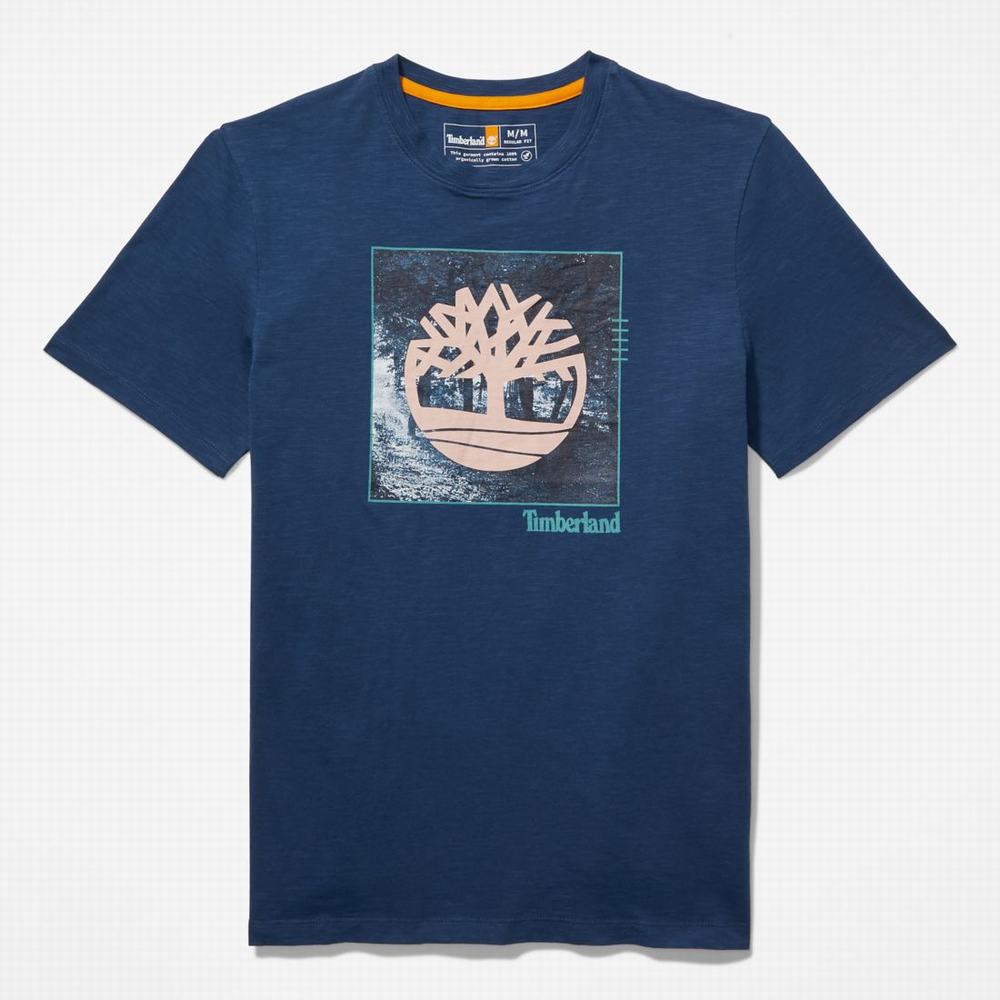 Timberland Logo Slub Tişört Erkek Koyu | TR-1503Z