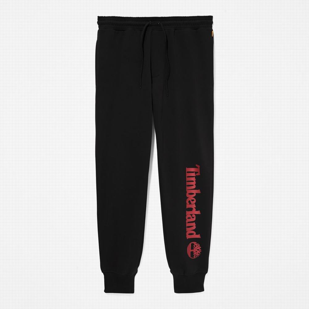 Timberland Logo Sweatpants Pantolon Erkek Siyah Koyu Kırmızı | TR-5098G