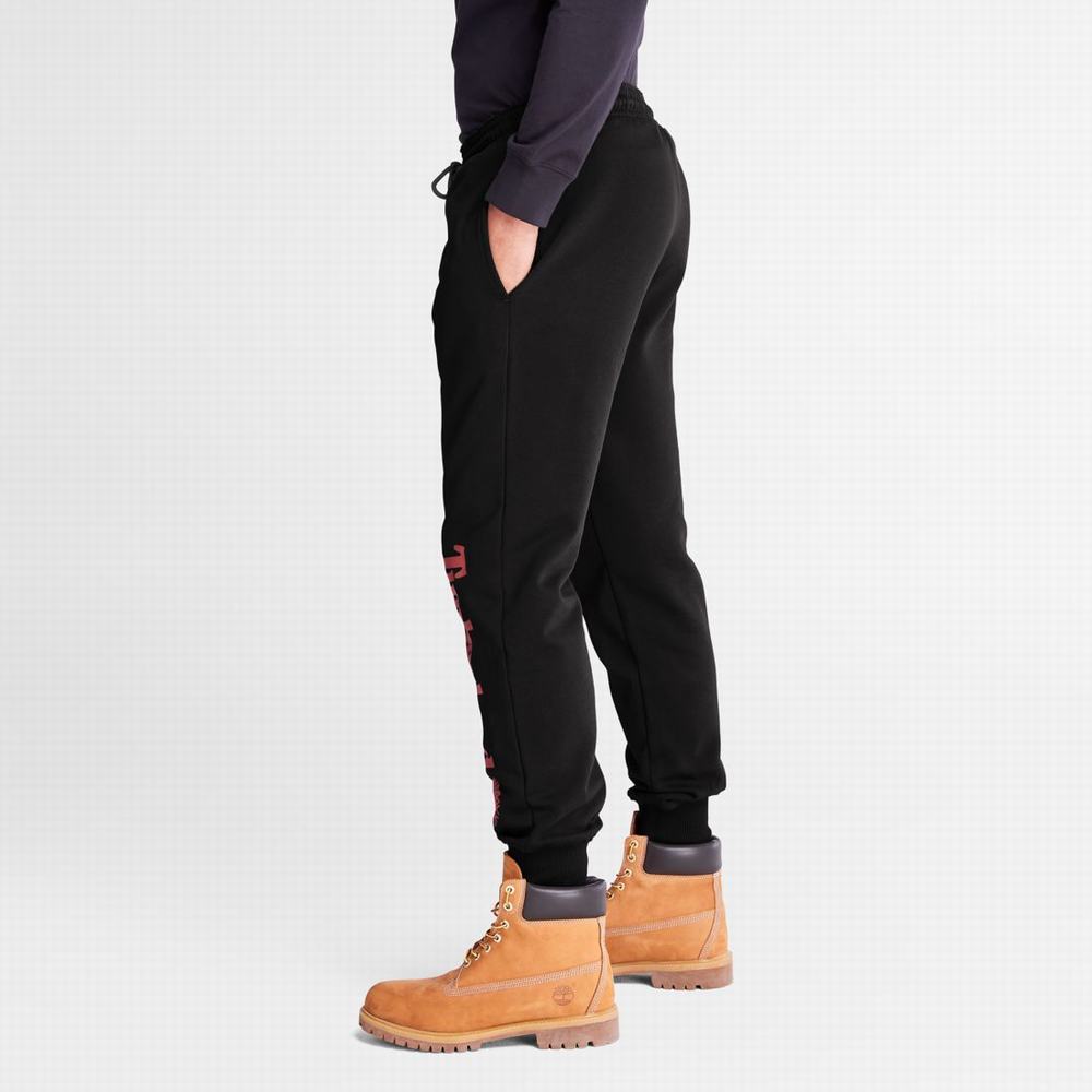 Timberland Logo Sweatpants Pantolon Erkek Siyah Koyu Kırmızı | TR-5098G