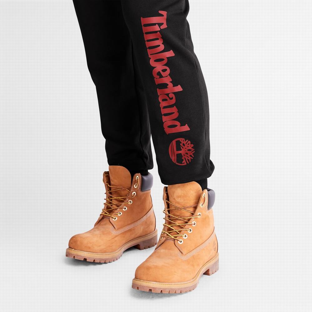 Timberland Logo Sweatpants Pantolon Erkek Siyah Koyu Kırmızı | TR-5098G