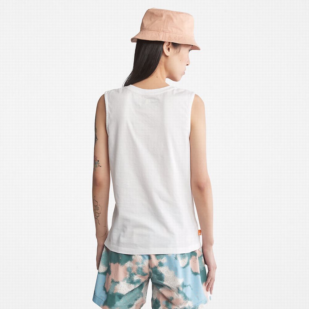Timberland Logo Tank Top Tişört Kadın Beyaz | TR-7456R