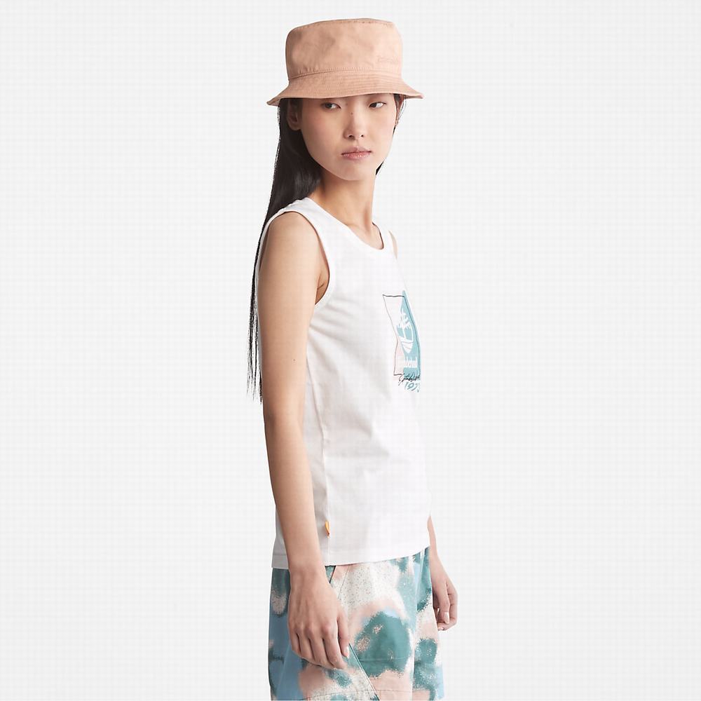 Timberland Logo Tank Top Tişört Kadın Beyaz | TR-7456R
