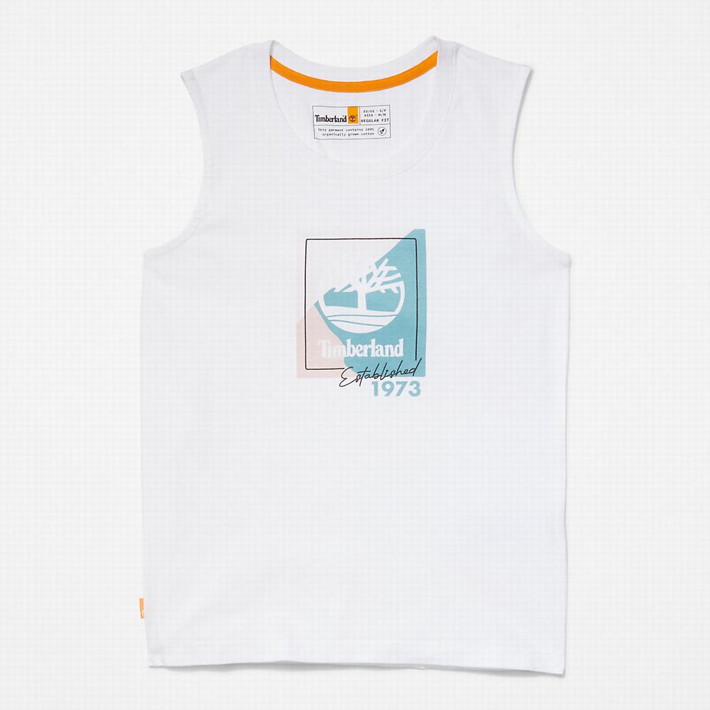 Timberland Logo Tank Top Tişört Kadın Beyaz | TR-7456R