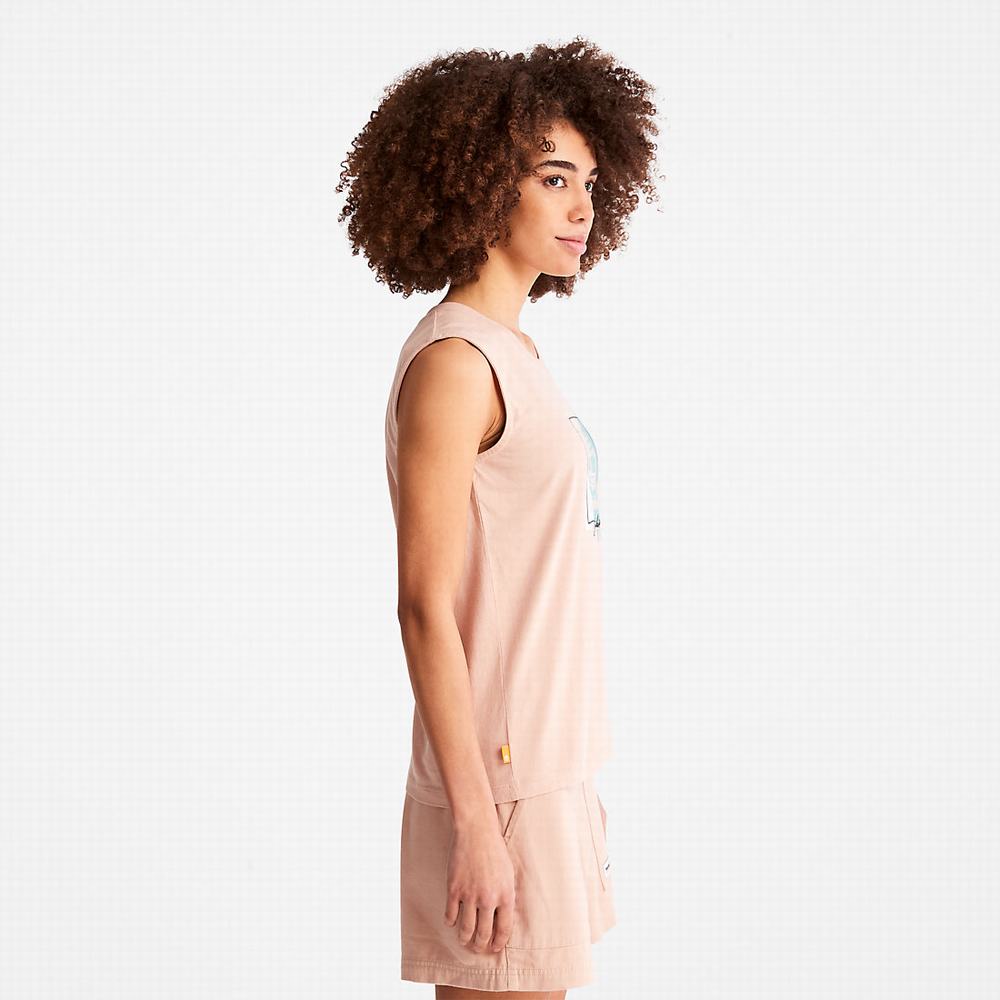 Timberland Logo Tank Top Tişört Kadın Pembe | TR-7539T