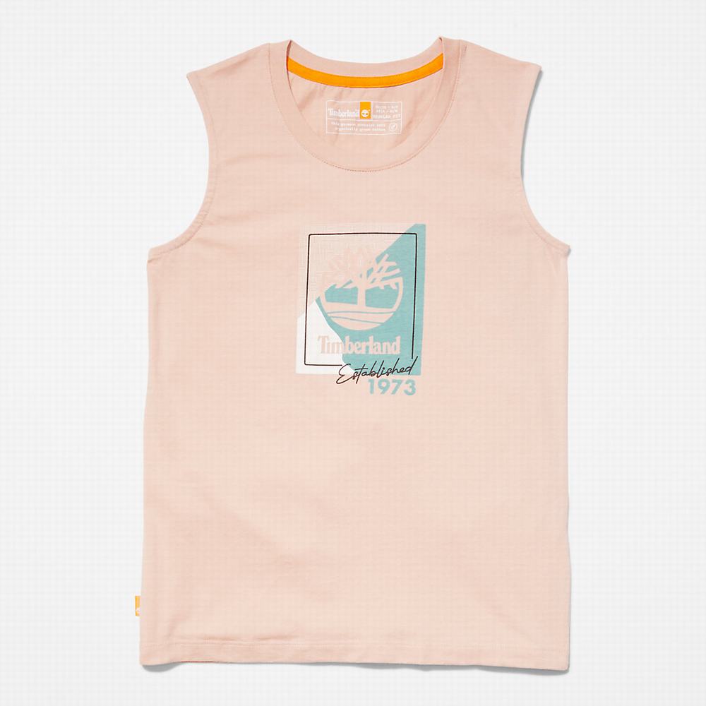 Timberland Logo Tank Top Tişört Kadın Pembe | TR-7539T