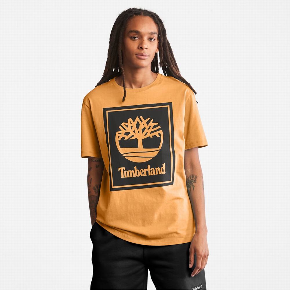 Timberland Logo Tişört Erkek Kahverengi Siyah | TR-3781C