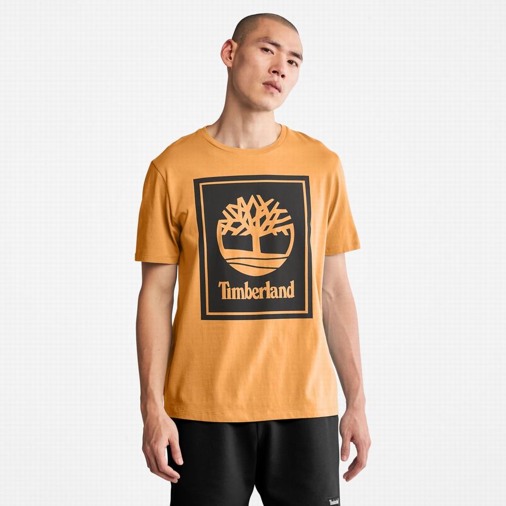 Timberland Logo Tişört Erkek Kahverengi Siyah | TR-3781C