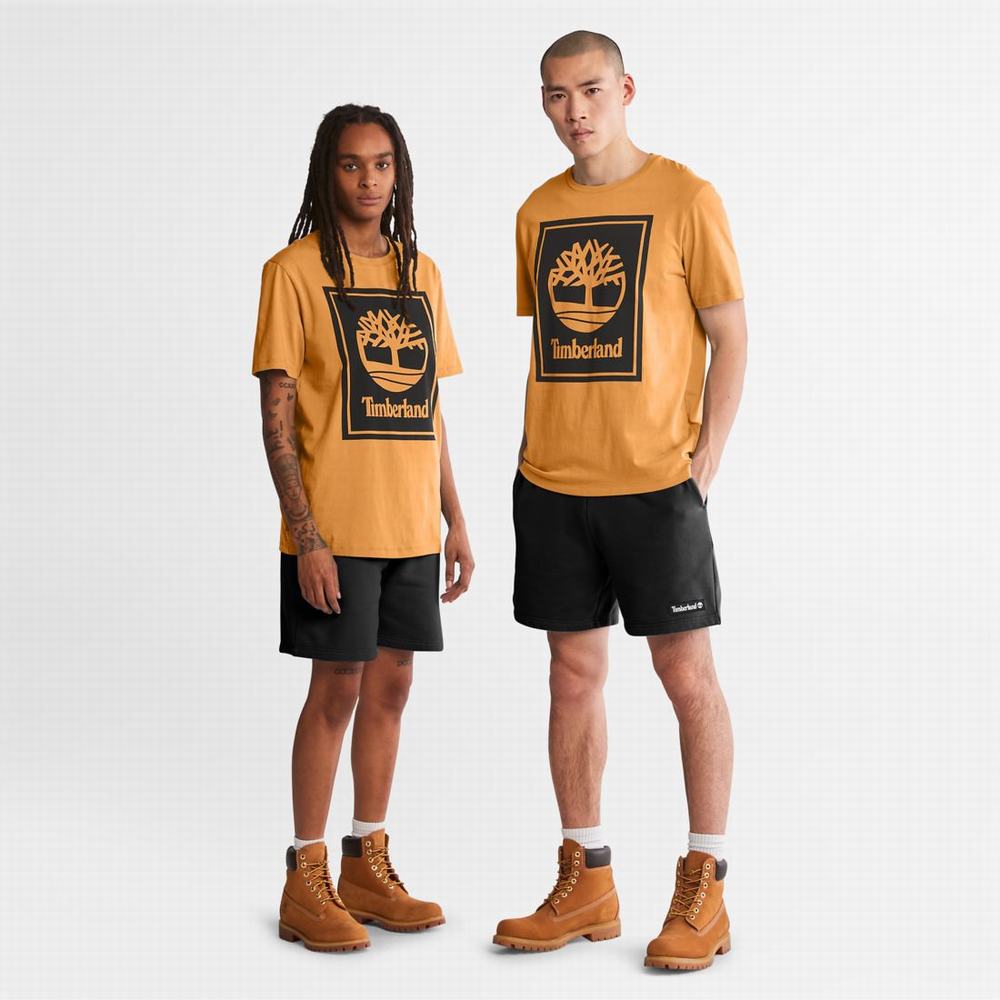 Timberland Logo Tişört Erkek Kahverengi Siyah | TR-3781C