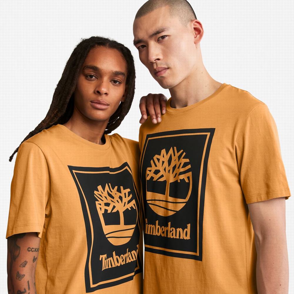 Timberland Logo Tişört Erkek Kahverengi Siyah | TR-3781C