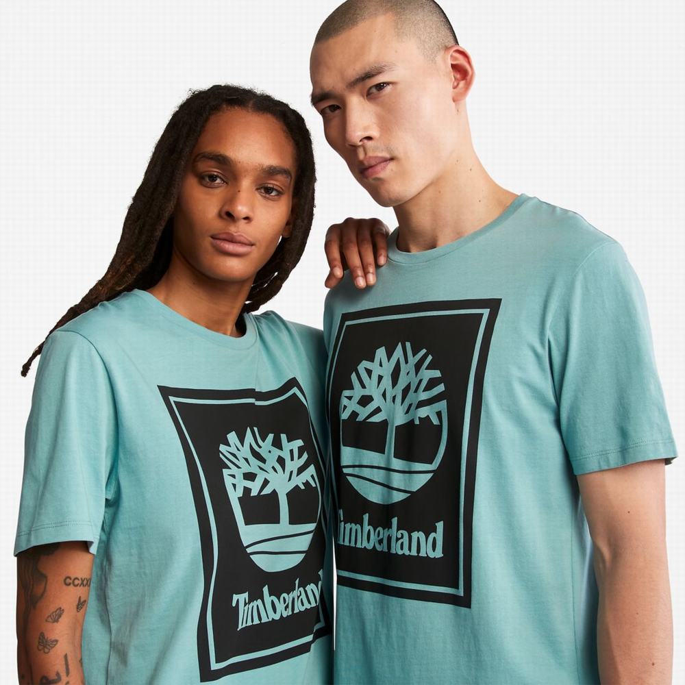 Timberland Logo Tişört Erkek Mavi Siyah | TR-4172Z