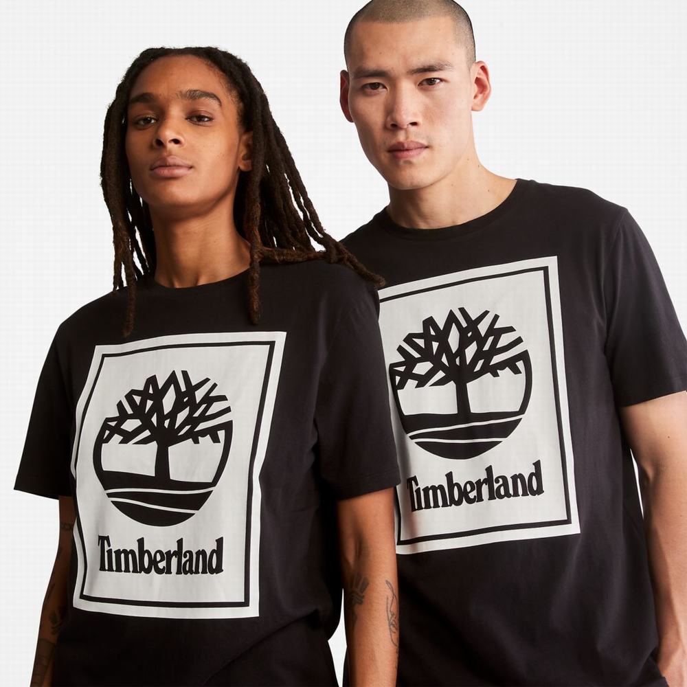 Timberland Logo Tişört Kadın Siyah Beyaz | TR-5017D